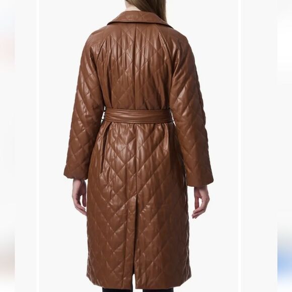 Faux Leather Trench Coat,XS - Picture 2 of 4